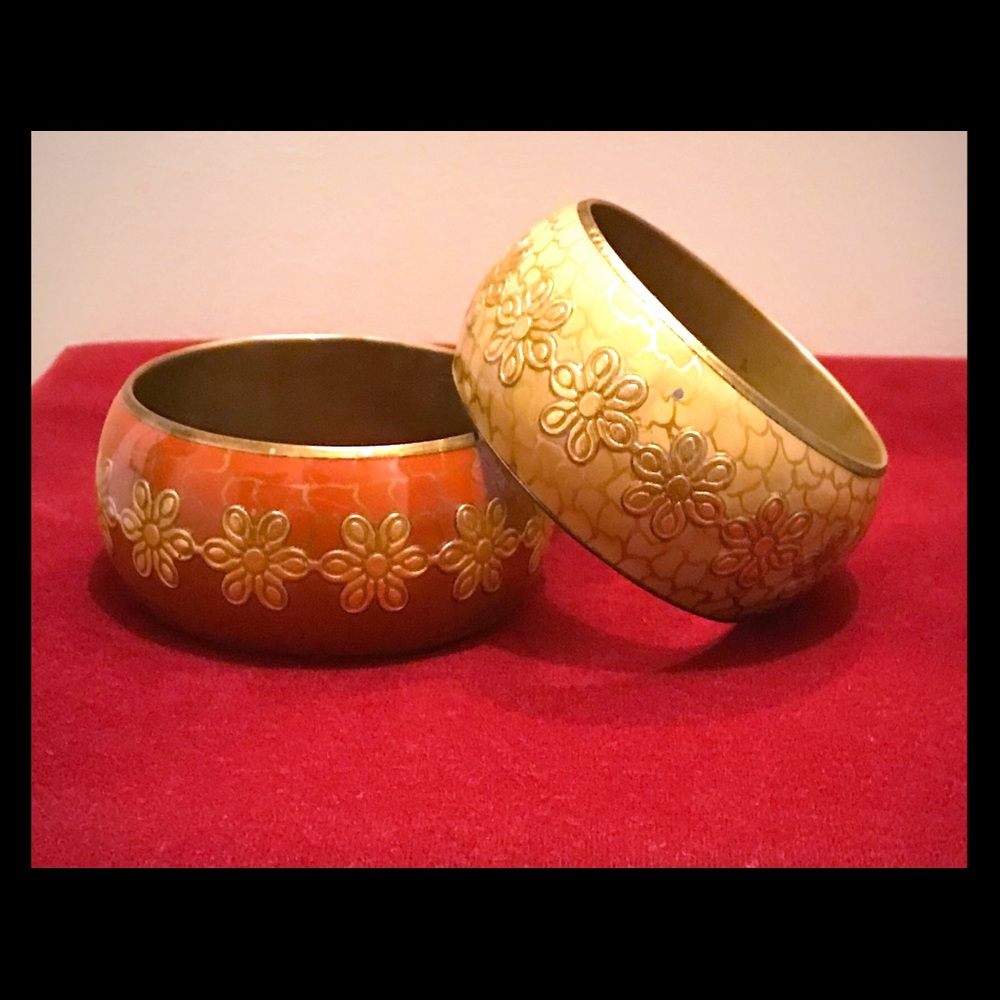 Enameled Cuff Bracelet Set